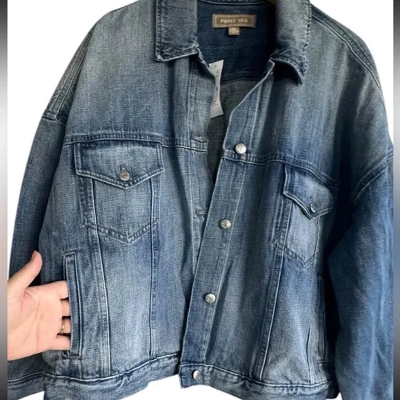 Limited Edition Point Sur J.Crew Beach Way Light Wash Denim Trucker Jacket XL - Picture 3 of 9